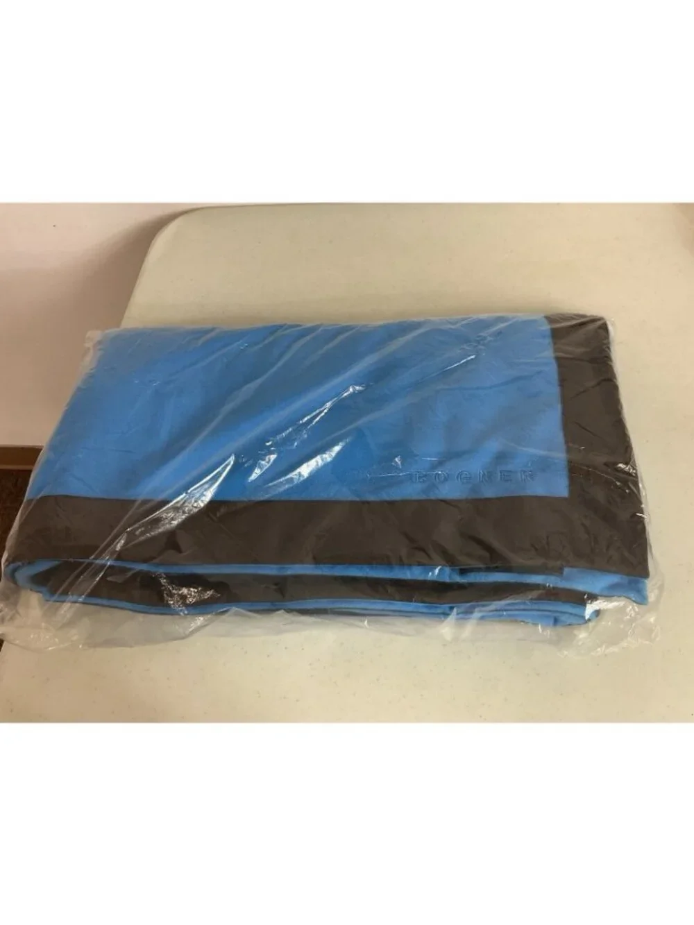 Bogner Blue Fleece Blanket Made USA New